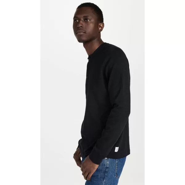 Mens Slub Long Sleeve Henley TeeBlack