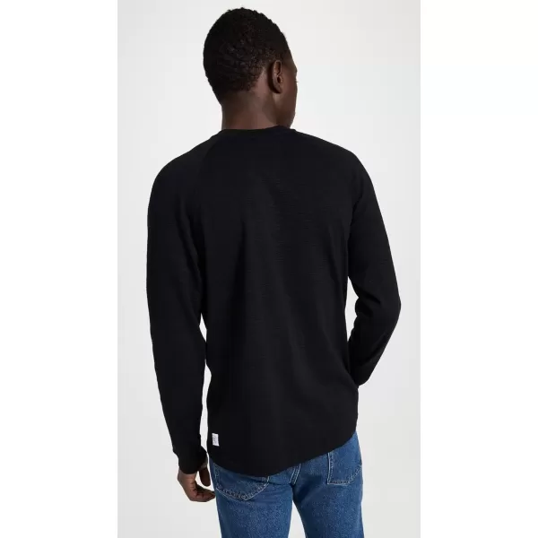 Mens Slub Long Sleeve Henley TeeBlack