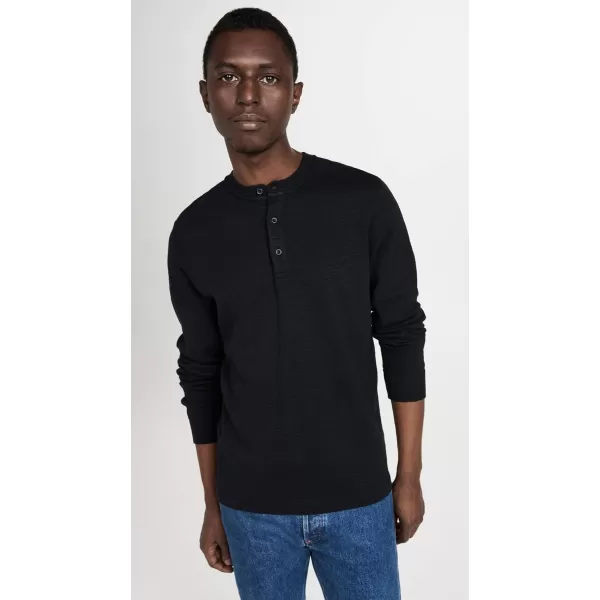 Mens Slub Long Sleeve Henley TeeBlack