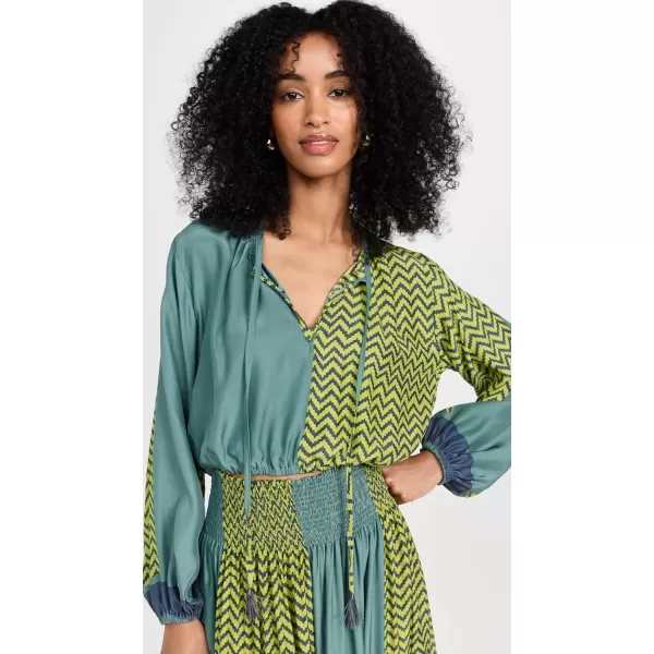 Natalie Martin Collection Womens Amelia TopBlock Zigzag Print Lime