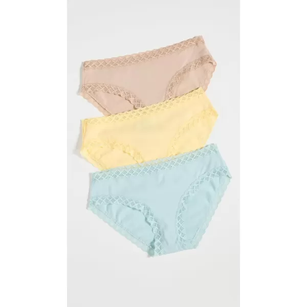 Natori Womens Bliss Cotton Girl Brief 3PackMorning DewPale YellowCaf