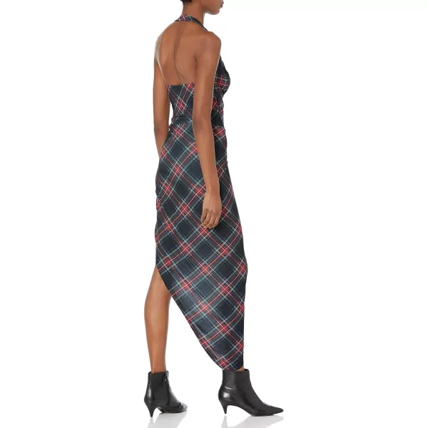 Norma Kamali Womens Cayla Side Drape GownBlack Tartan