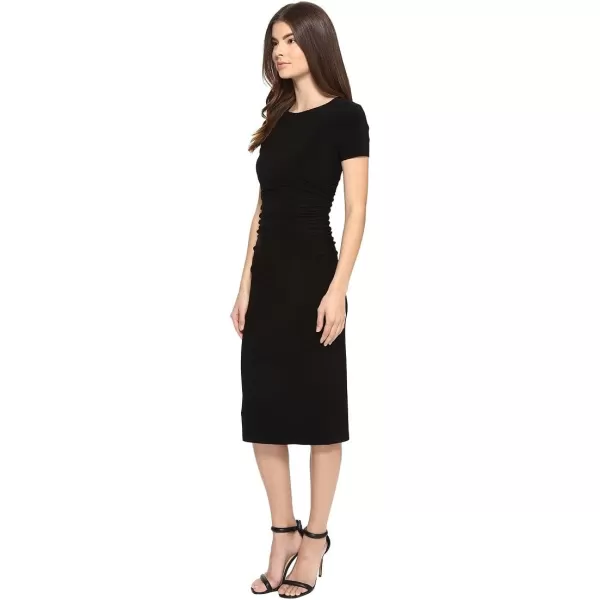 Norma Kamali Womens Crew Neck Shirred Waist DressBlack