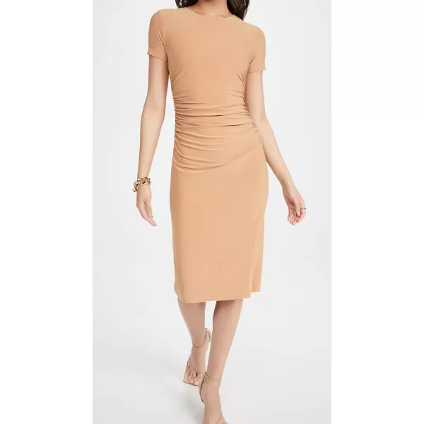 Norma Kamali Womens Crew Neck Shirred Waist DressNude