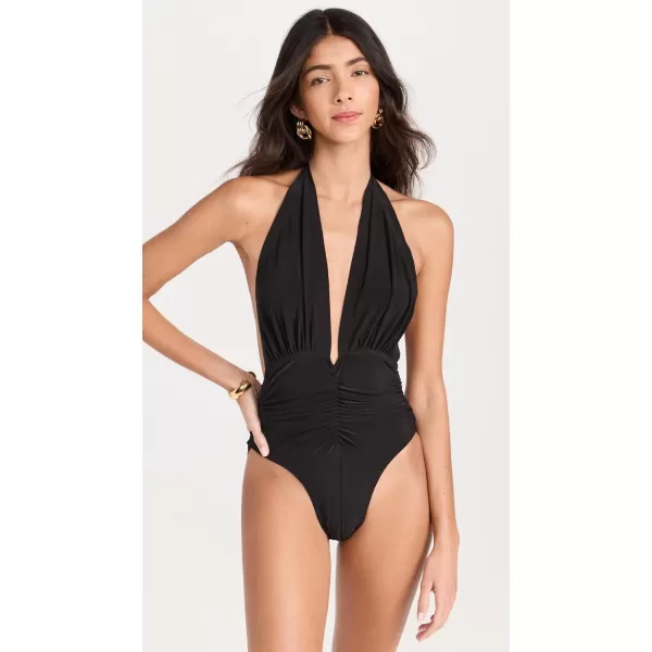 Norma Kamali Womens Halter Slinky Marissa One PieceBlack