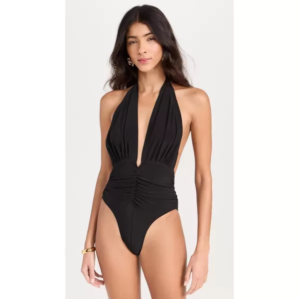 Norma Kamali Womens Halter Slinky Marissa One PieceBlack