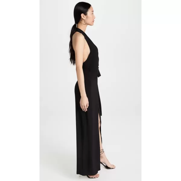 Norma Kamali Womens Halter Wrap Straight GownBlack