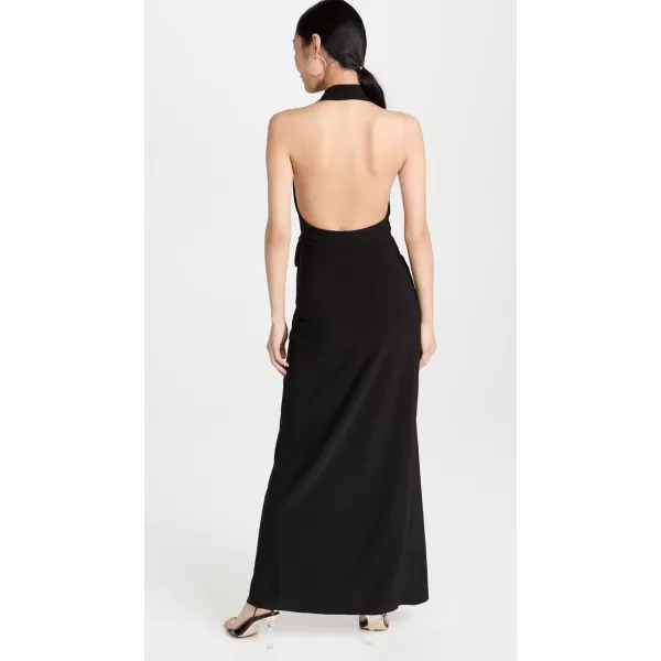 Norma Kamali Womens Halter Wrap Straight GownBlack