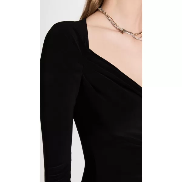 Norma Kamali Womens Long Sleeve Sweetheart Side Drape GownBlack