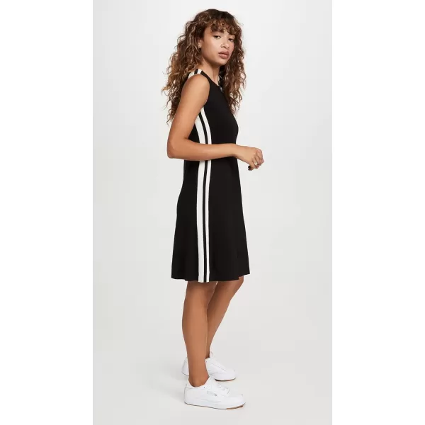 Norma Kamali Womens Side Stripe Sleeveless Swing DressBlackOff Stripe