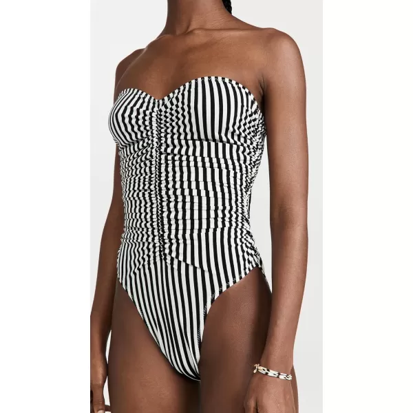 Norma Kamali Womens Slinky Marissa SwimsuitIvoryBlack Stripe