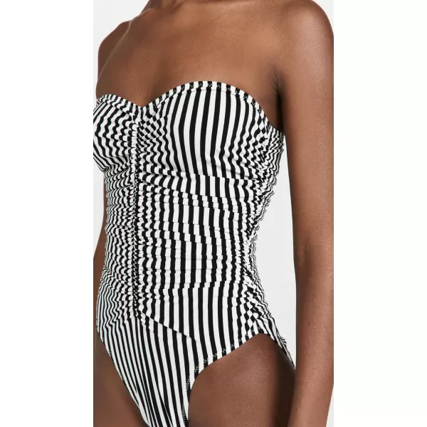 Norma Kamali Womens Slinky Marissa SwimsuitIvoryBlack Stripe