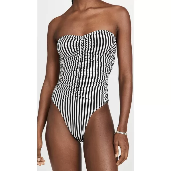 Norma Kamali Womens Slinky Marissa SwimsuitIvoryBlack Stripe