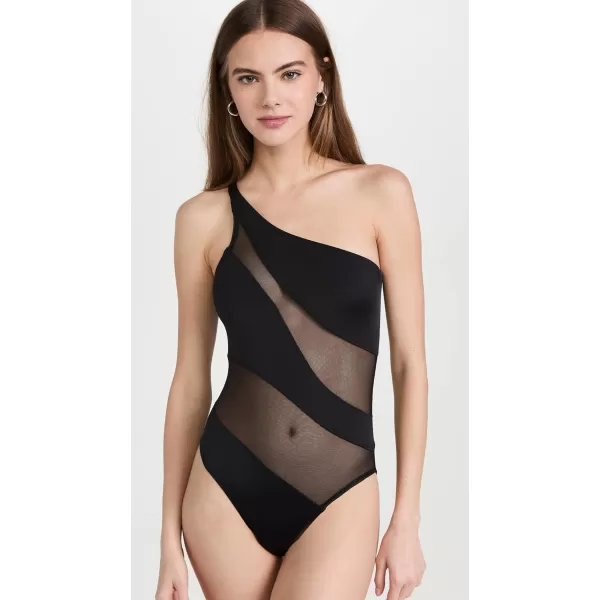 Norma Kamali Womens Snake Mesh Mio One Piece SwimsuitBlackBlack Mesh