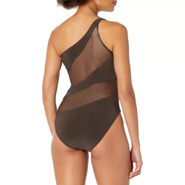 Norma Kamali Womens Snake Mesh Mio One Piece SwimsuitChocolateChocolate