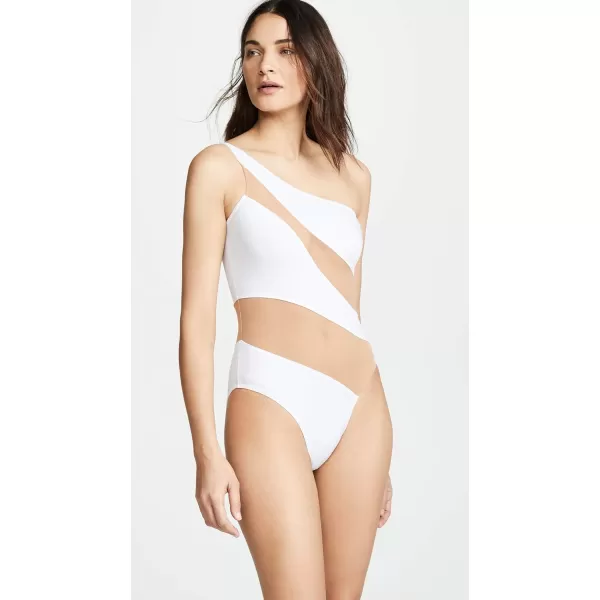 Norma Kamali Womens Snake Mesh Mio One Piece SwimsuitWhite