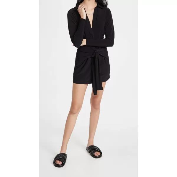 Norma Kamali Womens Tie Front Shirt Mini DressBlack