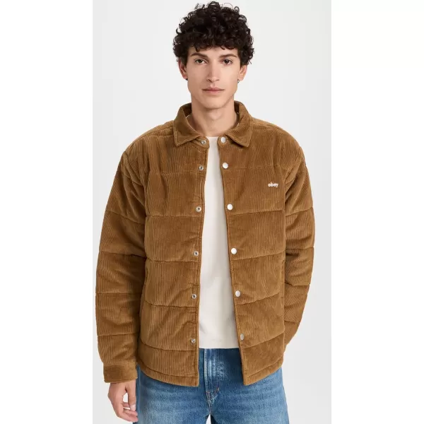 OBEY Mens Grand Cord Shirt JacketCatechu Wood