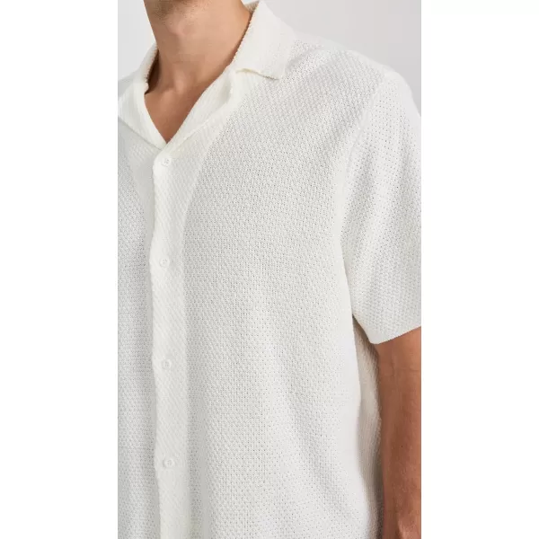 Onia Mens Cotton Textured Camp ShirtWhite