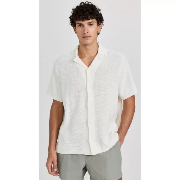 Onia Mens Cotton Textured Camp ShirtWhite