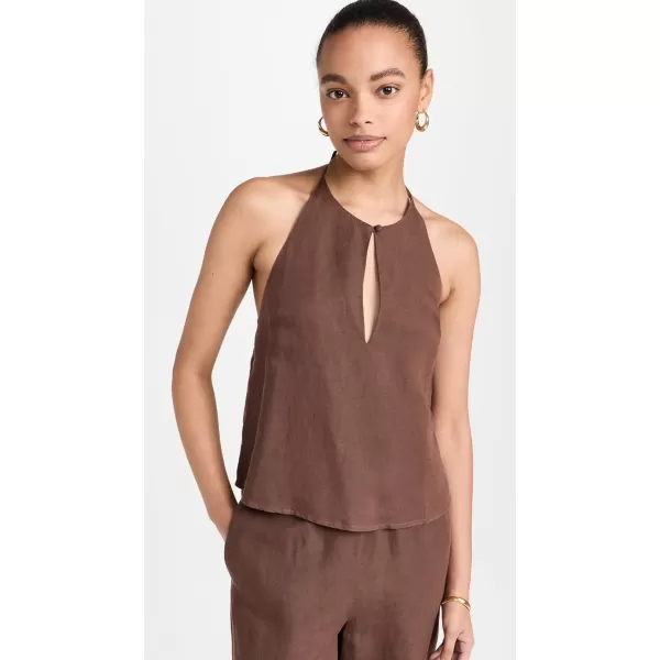 Onia Womens Air Linen Keyhole Halter TopHickory