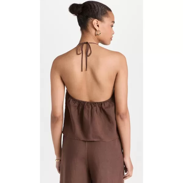 Onia Womens Air Linen Keyhole Halter TopHickory