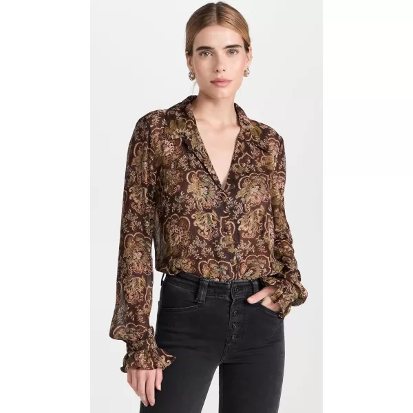 PAIGE Womens Ellyn ShirtBlackBrown