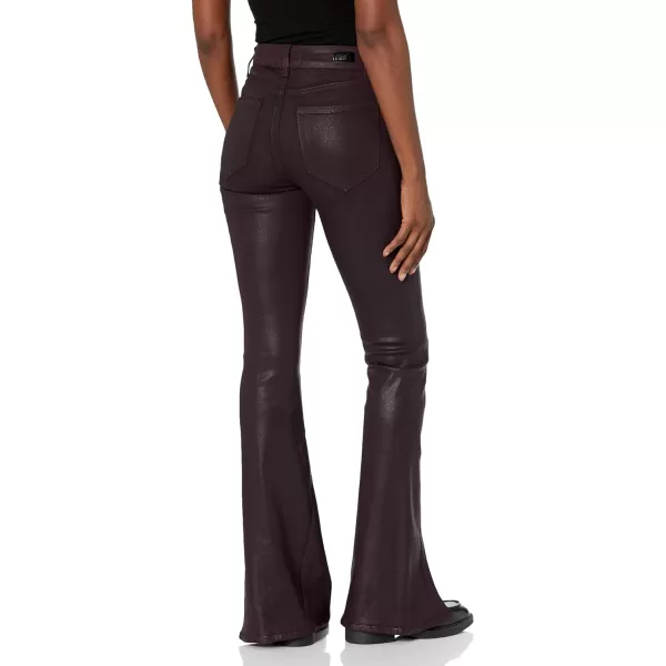 PAIGE Womens High Rise Lou Lou Jolene Pockets and Twisted Outseam Slit JeansBlack Cherry Luxe Coating