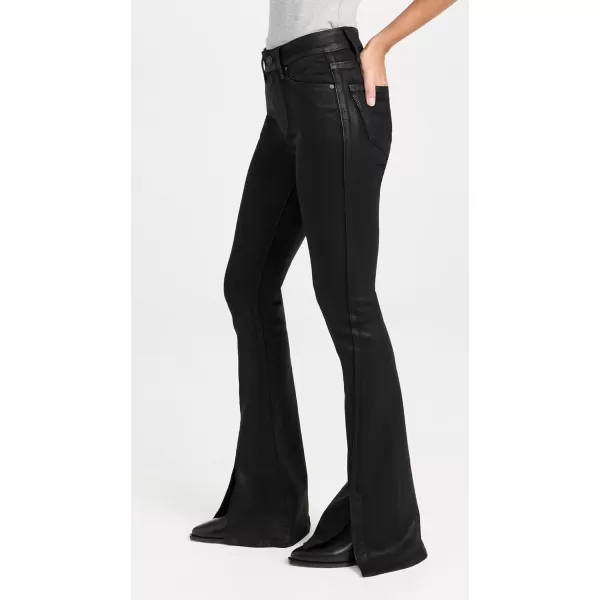 PAIGE Womens High Rise Lou Lou Jolene Pockets and Twisted Outseam Slit JeansBlack Fog Luxe Coating