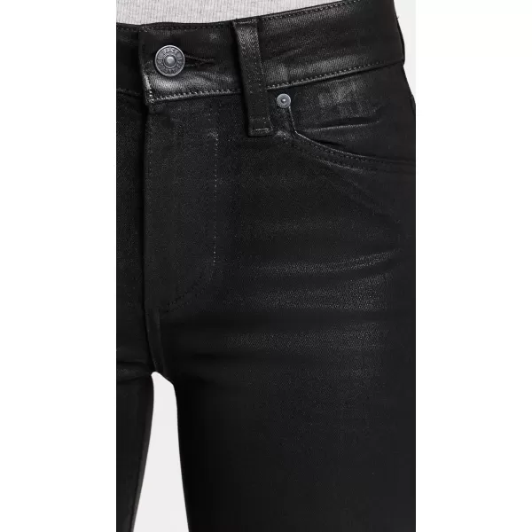 PAIGE Womens High Rise Lou Lou Jolene Pockets and Twisted Outseam Slit JeansBlack Fog Luxe Coating