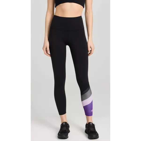 PE NATION Womens Pole Position 78 LeggingsBlackRoyal Lilac