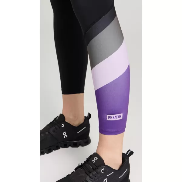 PE NATION Womens Pole Position 78 LeggingsBlackRoyal Lilac