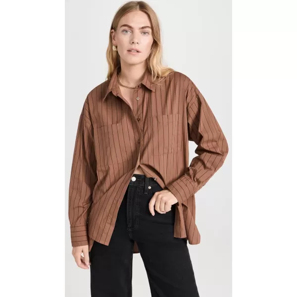 Pistola Denim Womens Rena Button Down ShirtChestnut Noir Stripe