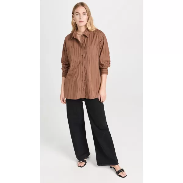 Pistola Denim Womens Rena Button Down ShirtChestnut Noir Stripe