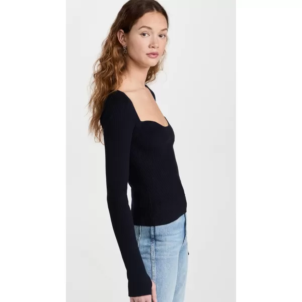 Pistola Denim Womens Taryn Long Sleeve Sweetheart Neck SweaterNavy