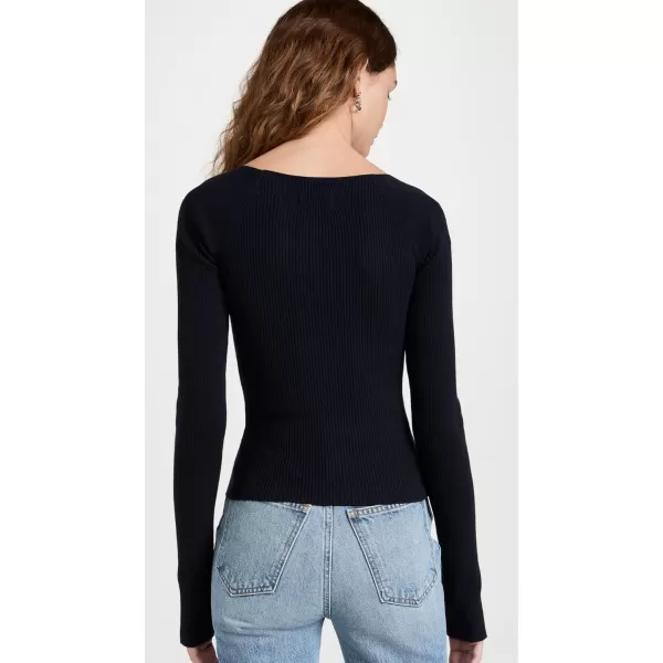 Pistola Denim Womens Taryn Long Sleeve Sweetheart Neck SweaterNavy