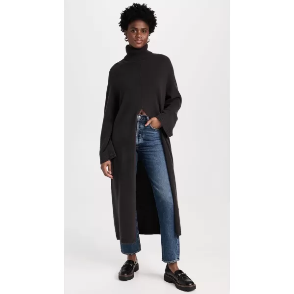 Pixie Market Womens Split Long Turtleneck CoatCharcoal Grey