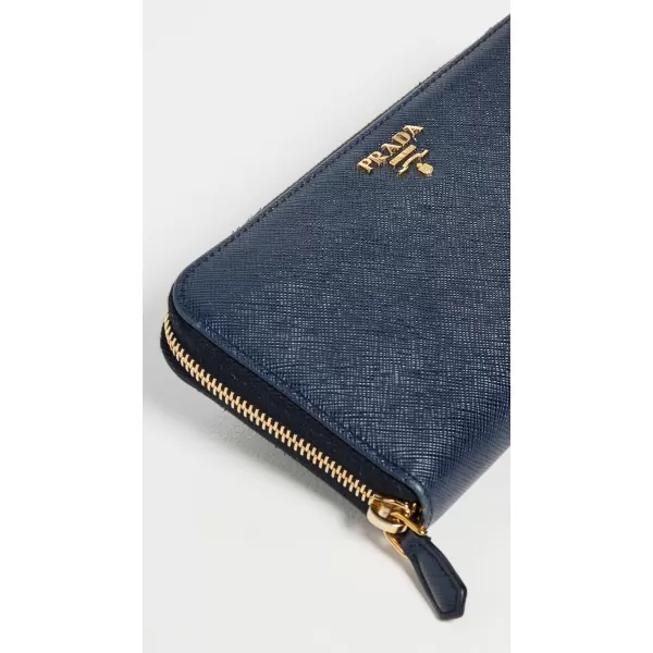 Prada Womens PreLoved Prada Navy Saffiano Zip Around Wallet Navy Blue One SizeNavy