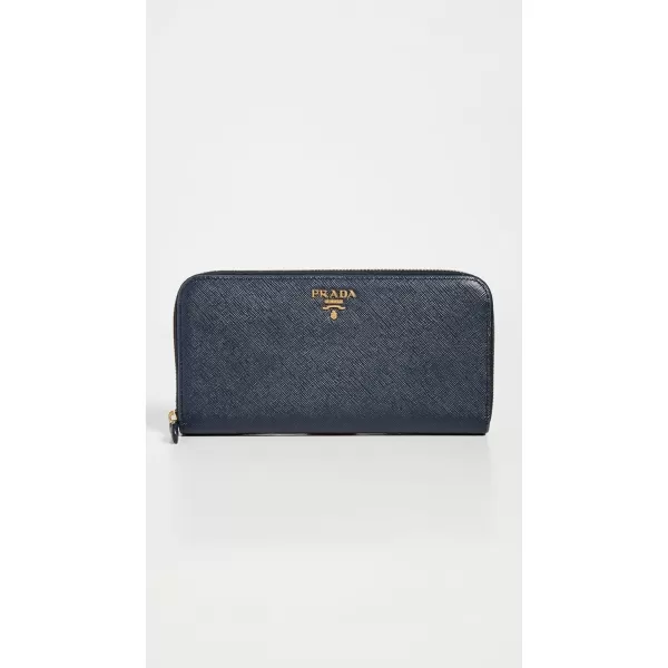 Prada Womens PreLoved Prada Navy Saffiano Zip Around Wallet Navy Blue One SizeNavy