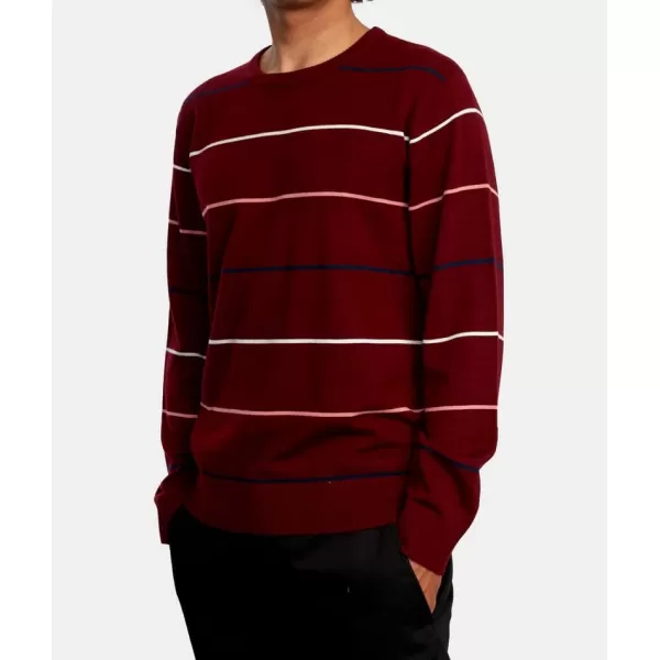 RVCA Mens Crewneck SweaterAlex StripeCranberry