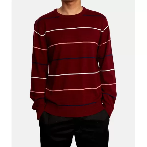 RVCA Mens Crewneck SweaterAlex StripeCranberry