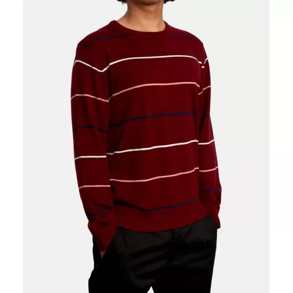 RVCA Mens Crewneck SweaterAlex StripeCranberry