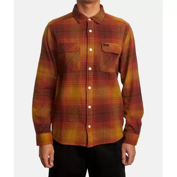 RVCA Mens Thatll Work Flannel Long Sleeve Woven ShirtBalanceCocoa