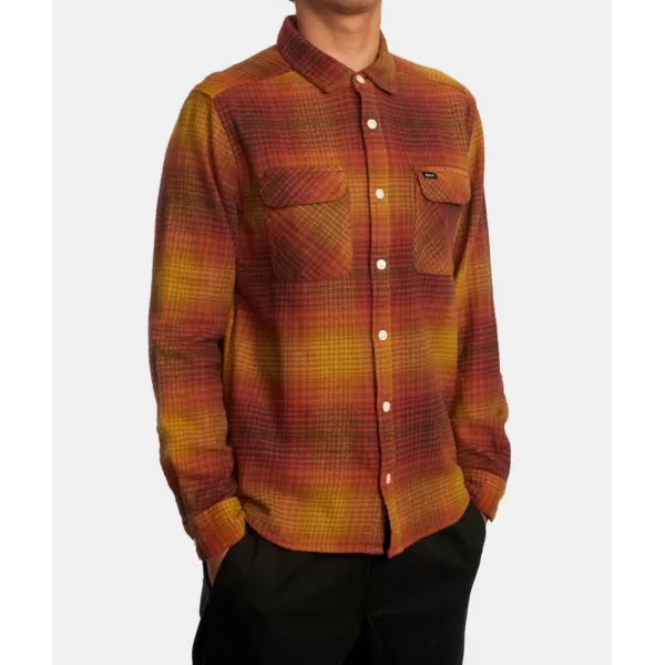 RVCA Mens Thatll Work Flannel Long Sleeve Woven ShirtBalanceCocoa