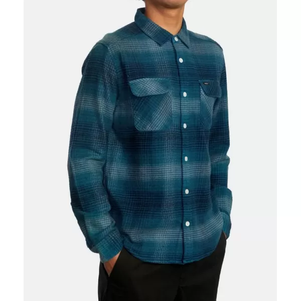 RVCA Mens Thatll Work Flannel Long Sleeve Woven ShirtBalanceHorizon Blue