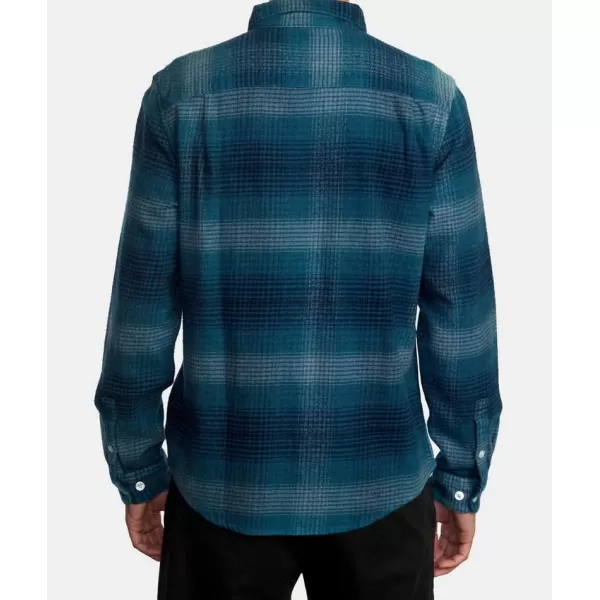 RVCA Mens Thatll Work Flannel Long Sleeve Woven ShirtBalanceHorizon Blue