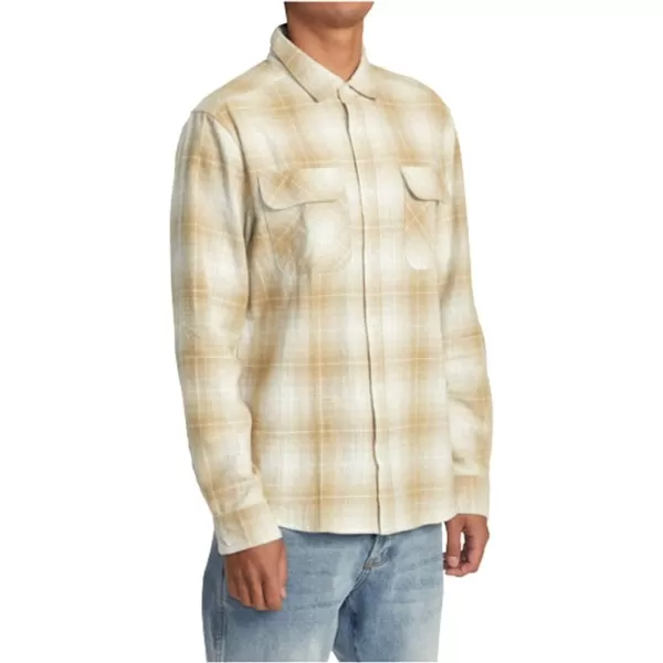 RVCA Mens Thatll Work Flannel Long Sleeve Woven ShirtDayshift FlannelKhaki