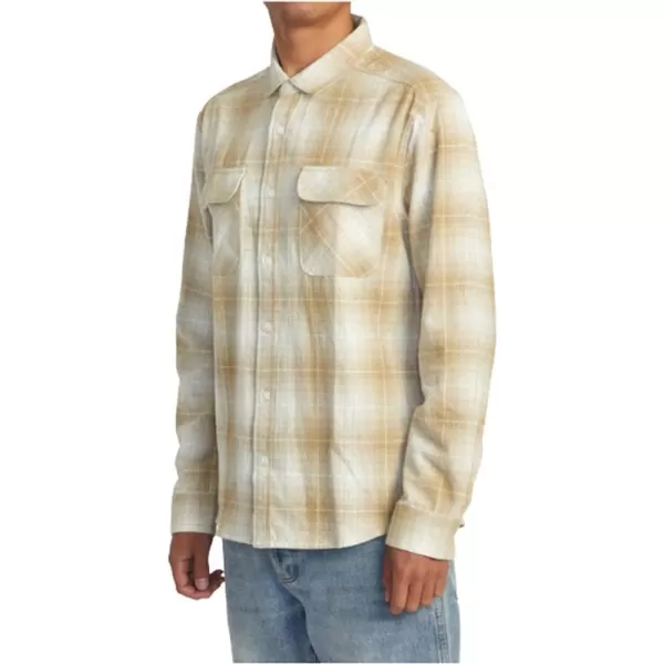 RVCA Mens Thatll Work Flannel Long Sleeve Woven ShirtDayshift FlannelKhaki