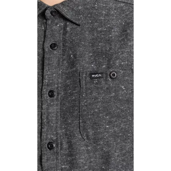 RVCA Mens Thatll Work Flannel Long Sleeve Woven ShirtHarvest NepsBlack