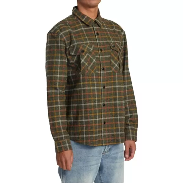 RVCA Mens Thatll Work Flannel Long Sleeve Woven ShirtHughes FlannelWarm Grey